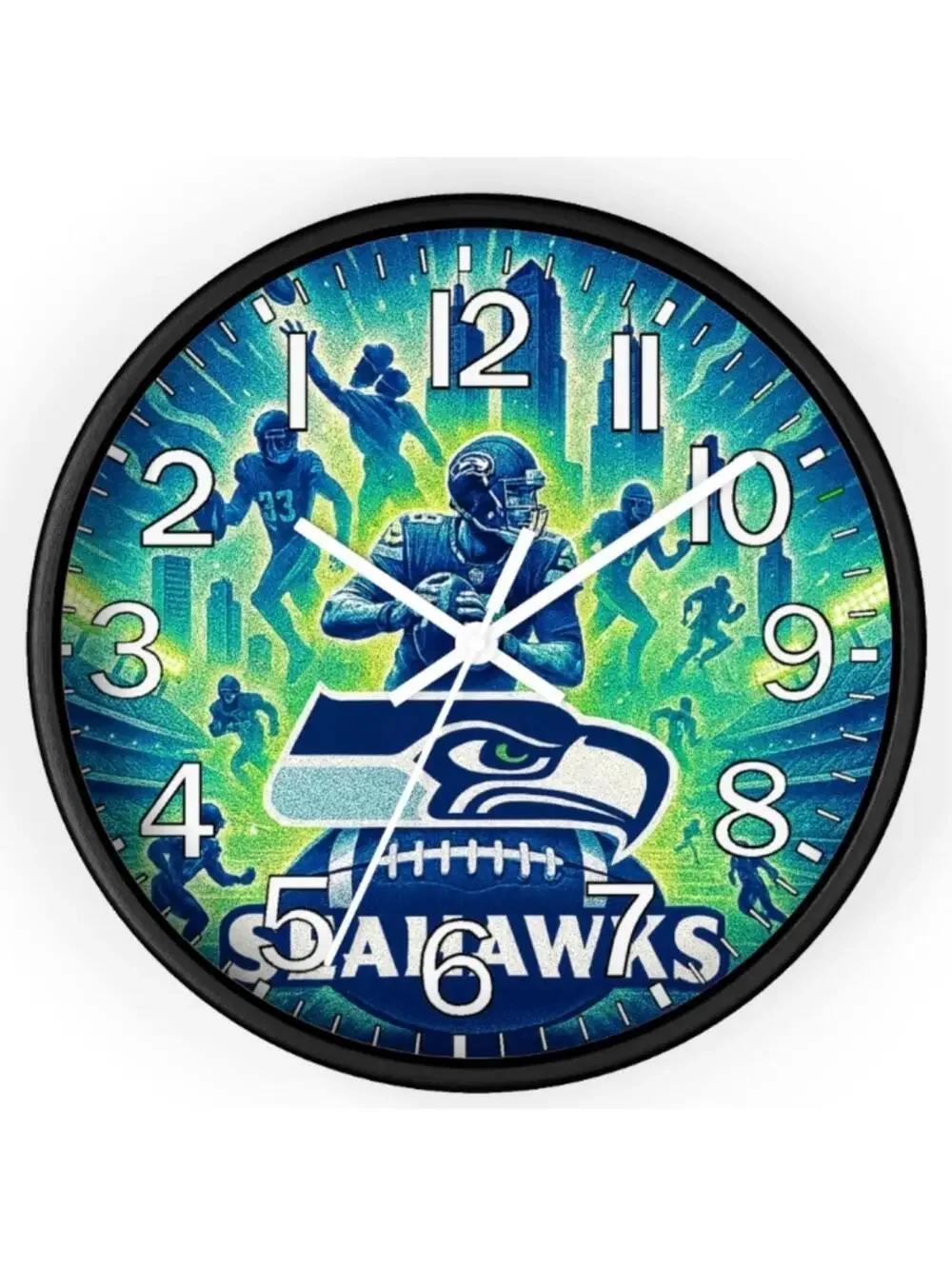 REVERSE TICKING CLOCK NEW SEATTLE SEAHAWKS Glow In The Dark Wall Clock New!